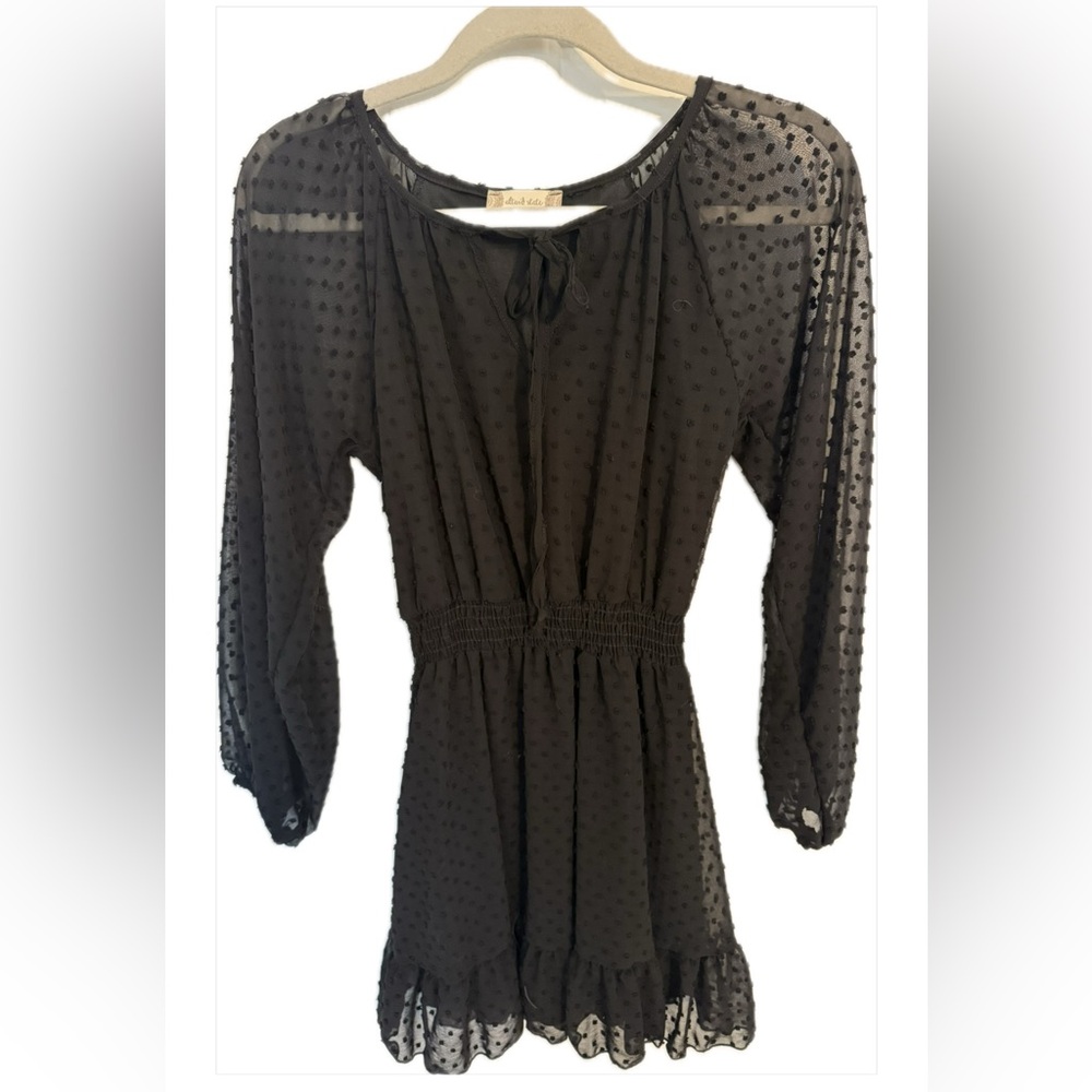 Altar'd State Black Sheer Mini Dress with Swiss Dots Size XS